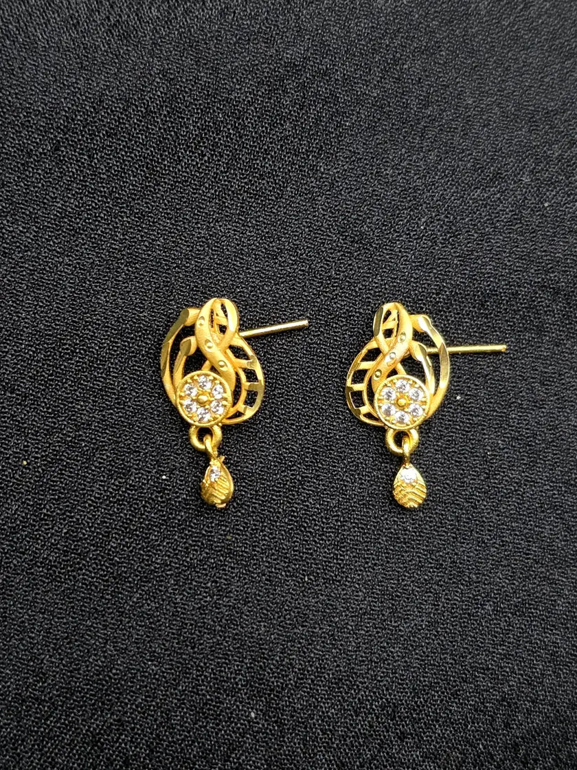 Wave Pattern 1 Gram Gold Plated Pendant Set | Visto Jewellery