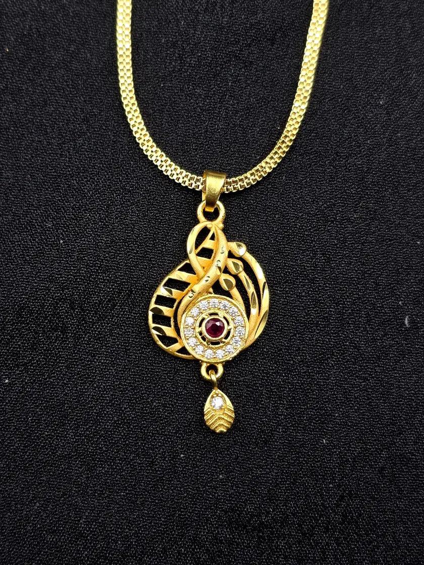 Wave Pattern 1 Gram Gold Plated Pendant Set | Visto Jewellery