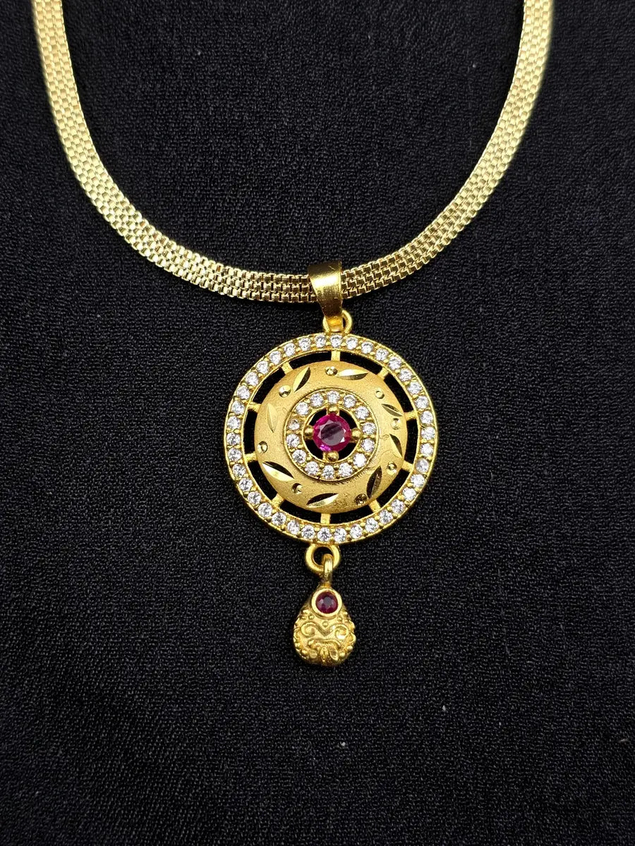 Coin Ruby Vintage 1 Gram Gold Plated Pendant Set | Visto Jewellery