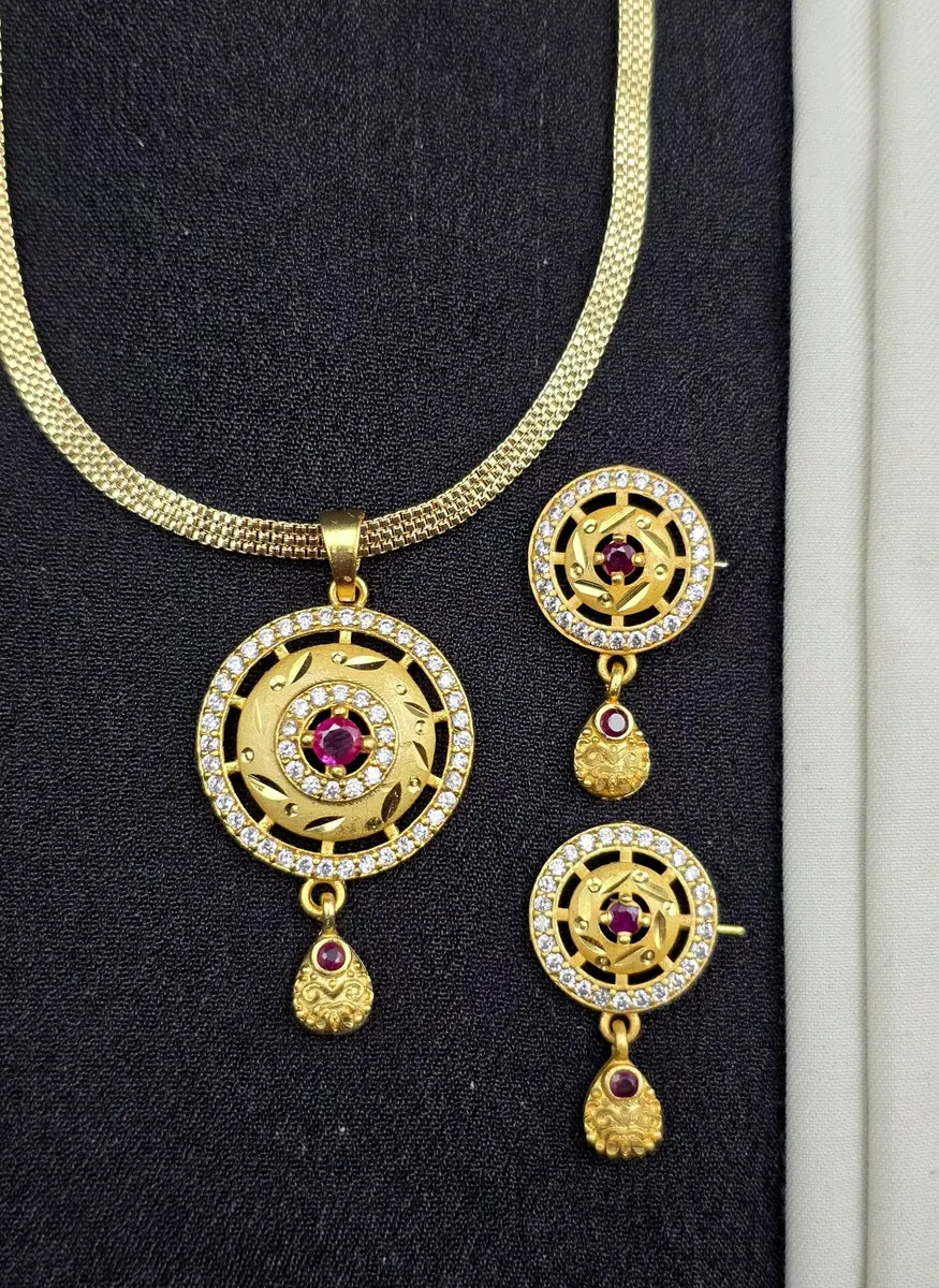 Coin Ruby Vintage 1 Gram Gold Plated Pendant Set | Visto Jewellery
