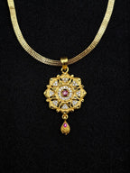SunFlower Ruby 1 Gram Gold Plated Pendant Set | Visto Jewellery