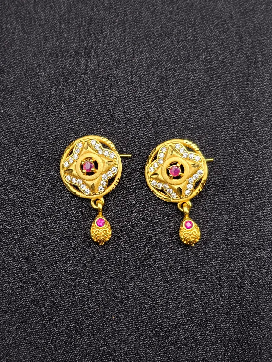Ruby Petal Star 1 Gram Gold Plated Pendant Set | Visto Jewellery
