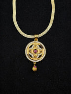 Ruby Petal Star 1 Gram Gold Plated Pendant Set | Visto Jewellery