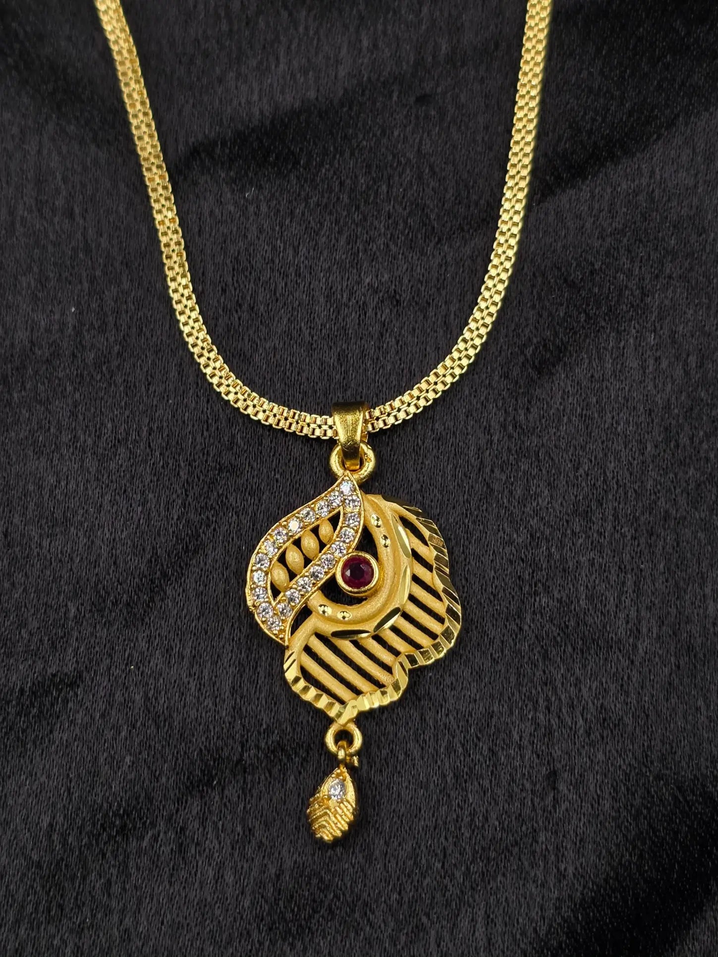 Crystal Wave 1 Gram Gold Plated Pendant Set | Visto Jewellery