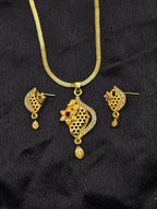 Lotus Design 1 Gram Gold Plated Pendant Set | Visto Jewellery