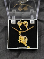 Lotus Design 1 Gram Gold Plated Pendant Set | Visto Jewellery