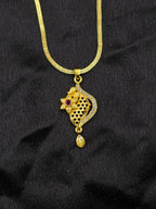 Lotus Design 1 Gram Gold Plated Pendant Set | Visto Jewellery