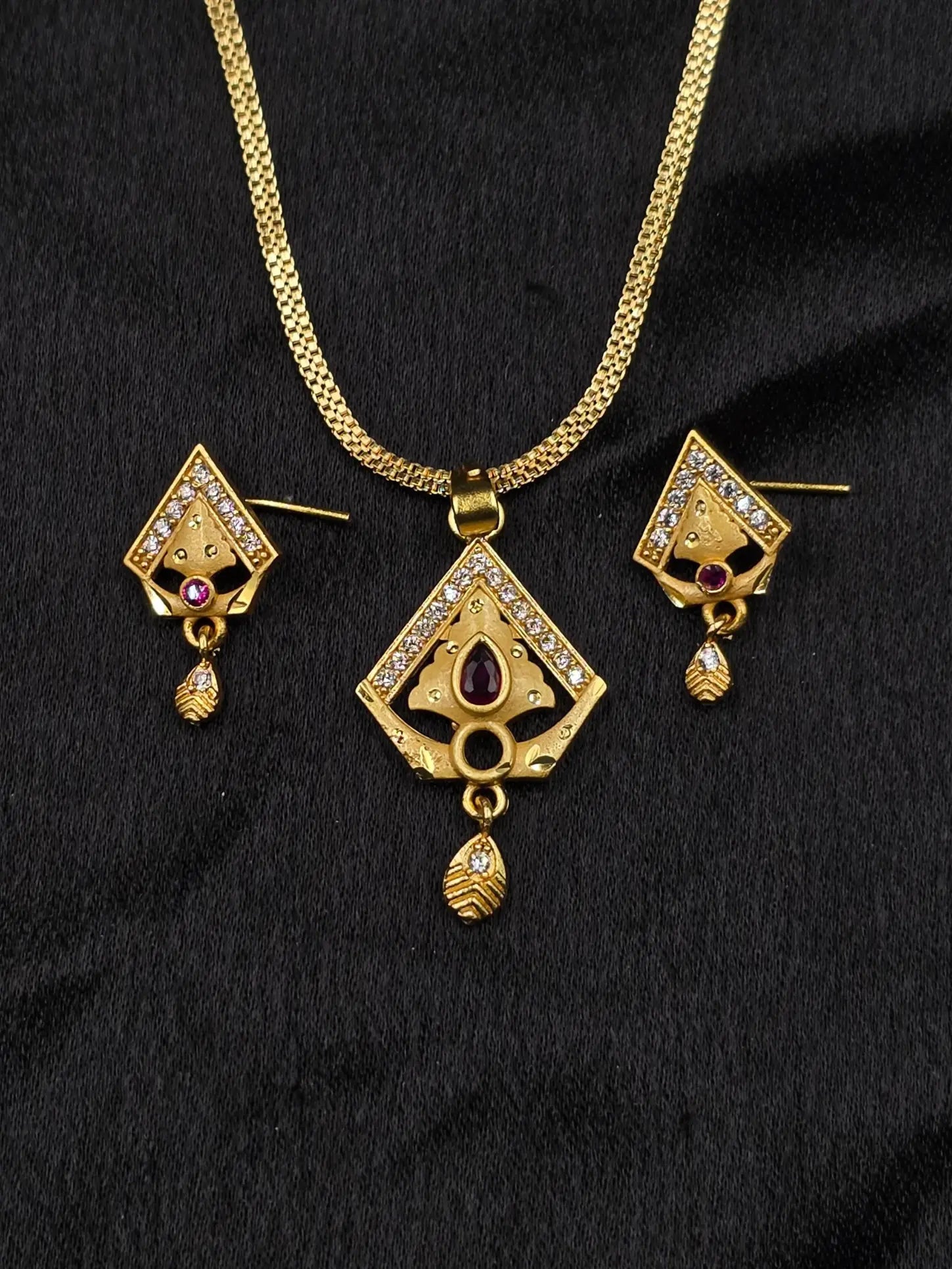 Geometric 1 Gram Gold Plated Pendant Set | Visto Jewellery