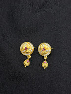 Classic Ruby Circle 1 Gram Gold Plated Pendant Set | Visto Jewellery