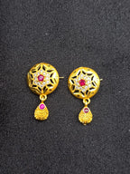 Elegant Star Ruby 1 Gram Gold Plated Pendant Set | Visto Jewellery