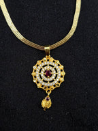 Circle Stone Elegant 1 Gram Gold Plated Pendant Set | Visto Jewellery