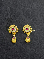 Circle Stone Elegant 1 Gram Gold Plated Pendant Set | Visto Jewellery