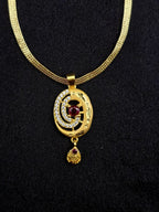 Elegant Ruby Oval 1 Gram Gold Plated Pendant Set | Visto Jewellery