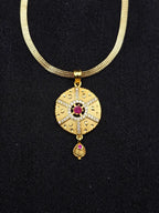 Moon Ruby Drop 1 Gram Gold Plated Pendant Set | Visto Jewellery