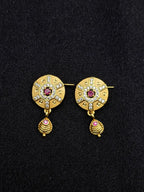 Moon Ruby Drop 1 Gram Gold Plated Pendant Set | Visto Jewellery